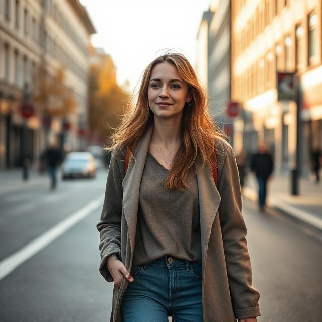 Woman walking in Berlin city to heal