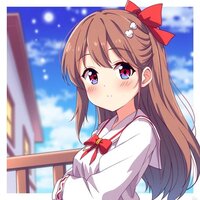 Anime Girl with Red Ribbon