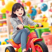 Playful Adult on Toy Trike