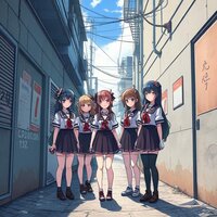 Anime Futuristic Fantasy Group of Girls