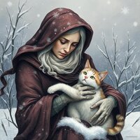 Winter Crone with Cat