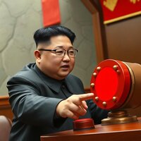 Kim Jong Un Pressing the Big Red Button