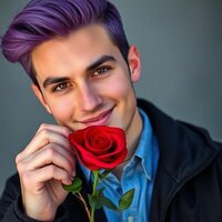 Charismatic Young Man with Rose