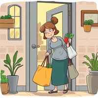 Busy Mom with Groceries