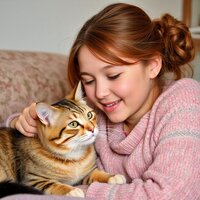 Companionship of a Young Lady and Her Cat