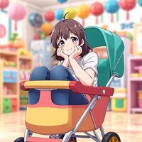 Whimsical Adult in Stroller