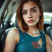 A Young Woman in a Car
