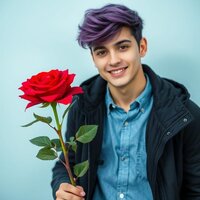 Charming Youth with Rose