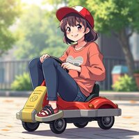 Joyful Adult on Toy Car