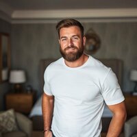 Strong Man in Stylish Bedroom