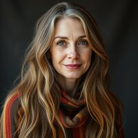 Middle-aged woman with long hair