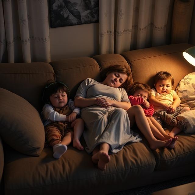sleeping_motherwith_childrenon_couch_0