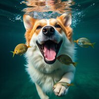 Joyful Underwater Dog