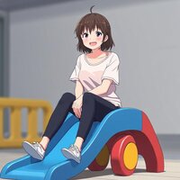 Joyful Adult on a Slide