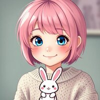Kawaii Girl with Rabbit