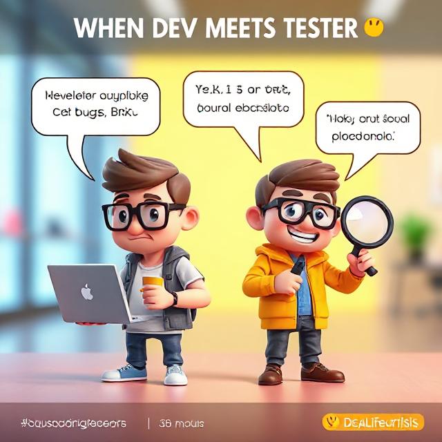Developer Tester Tree Cartoon Developer and Tester Cartoon Duo