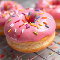 Pink Frosted Donut with Rainbow Sprinkles