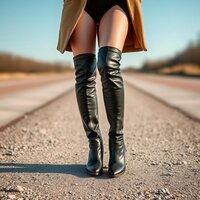 Stylish Woman in High Boots