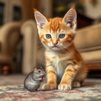 Lilyan the kitten and Lea the mouse