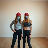 Teenage Duo in Caps