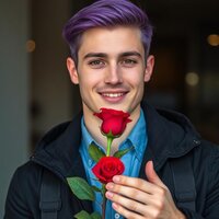 Charming Young Man with Rose