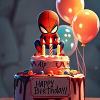 Cute Spiderman on Birthday Cake