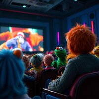 Audience Watching Movie in Theater with Muppets