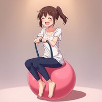 Giggling Girl on Bouncy Ball