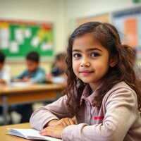 A girl in a classroom