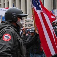 Protester with American Flag