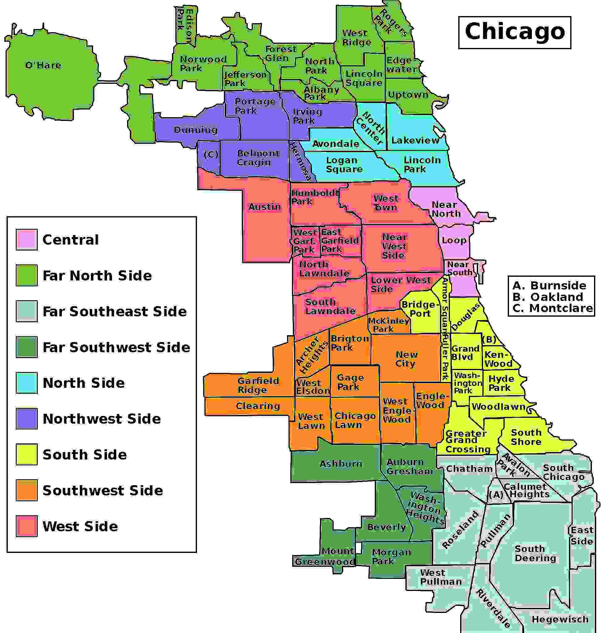 Chicago 77 Neighborhoods Map Spatio-Temproal Prediction Of Crimes Using Network Analytic Approach |  Deepai