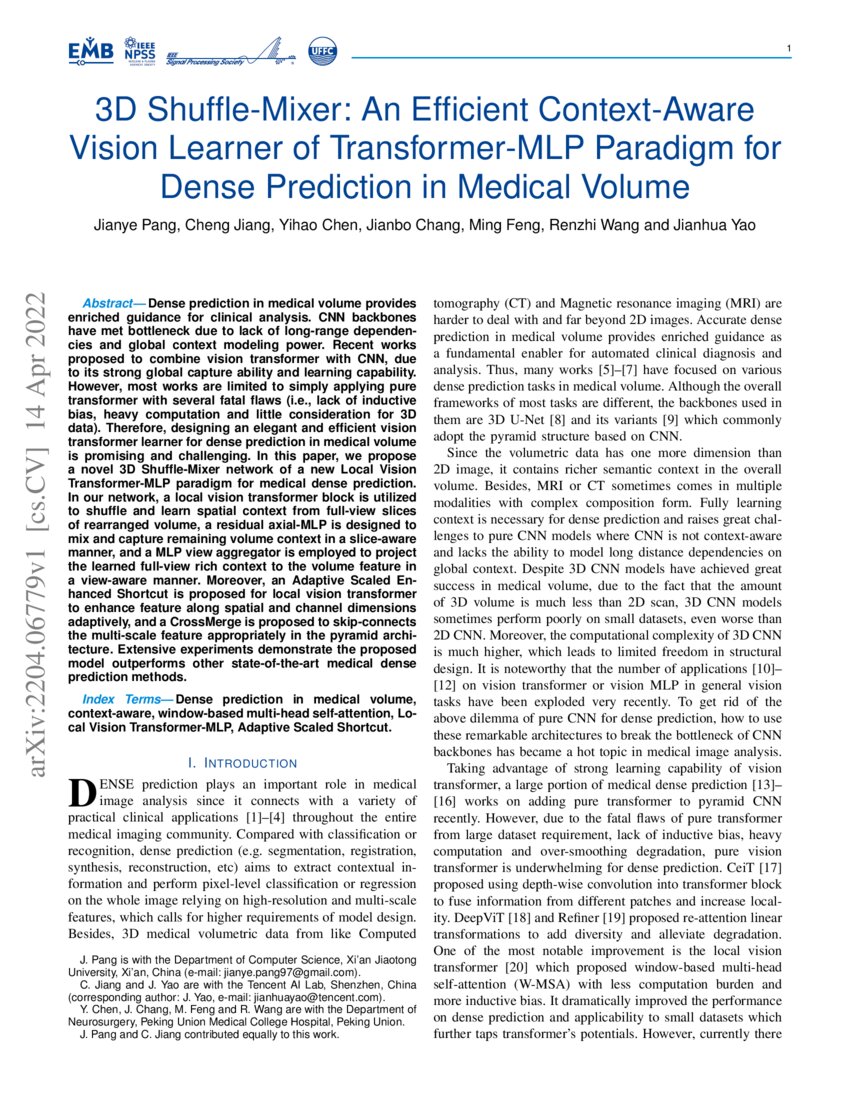3D Shuffle-Mixer: An Efficient Context-Aware Vision Learner of ...