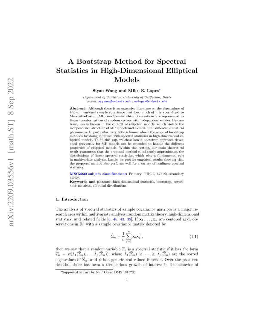 A Bootstrap Method for Spectral Statistics in HighDimensional