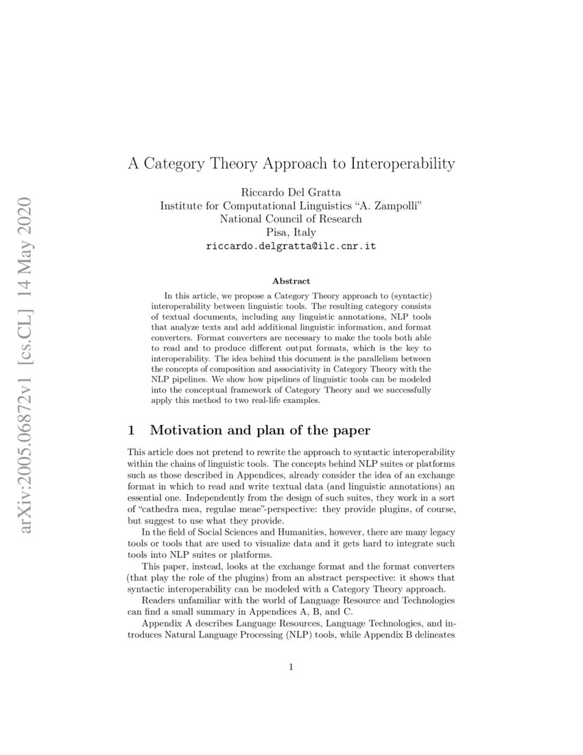 A Category Theory Approach to Interoperability DeepAI