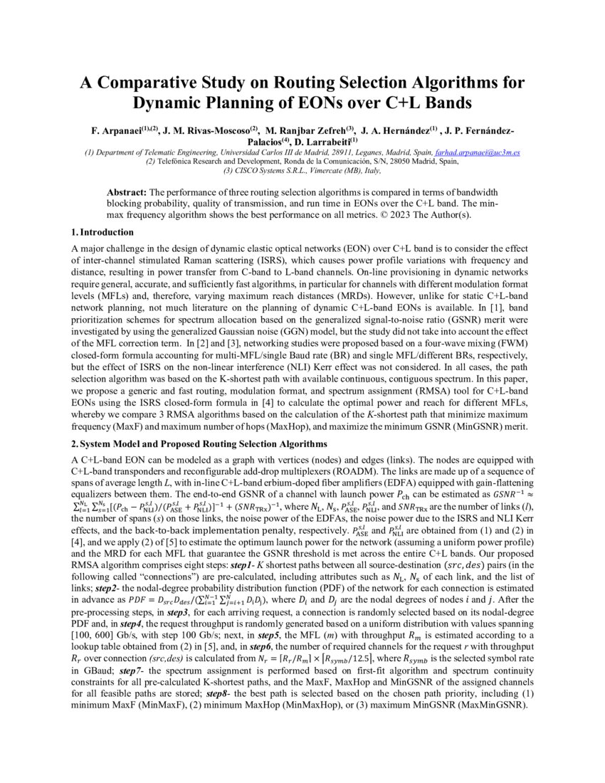 A Comparative Study on Routing Selection Algorithms for Dynamic ...