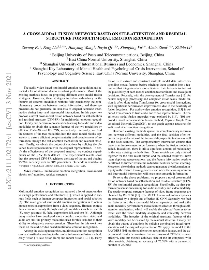 A Cross Modal Fusion Network Based On Self Attention And Residual A Cross Modal Fusion Network Based On Self Attention And Residual