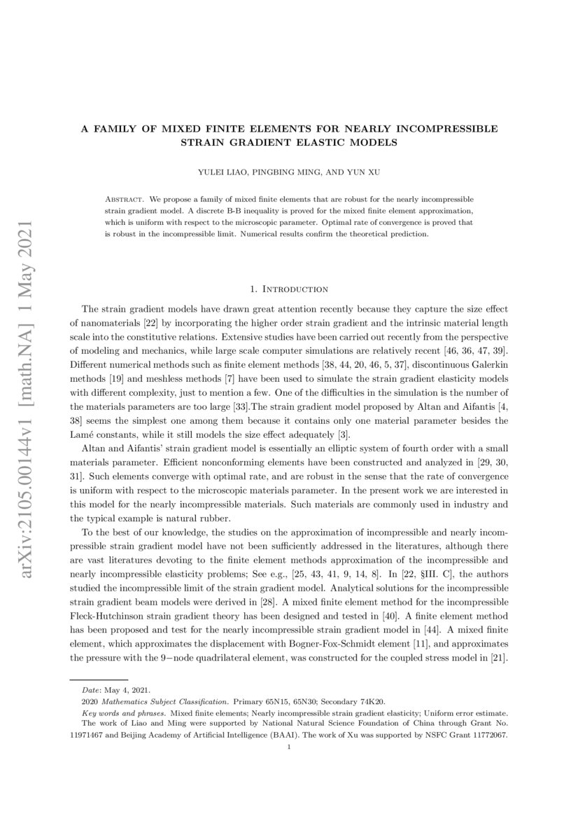 A family of mixed finite elements for nearly strain