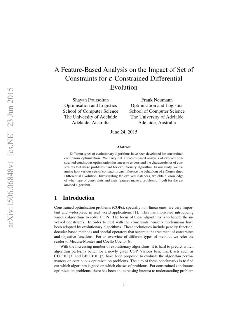 A FeatureBased Analysis on the Impact of Set of Constraints for e