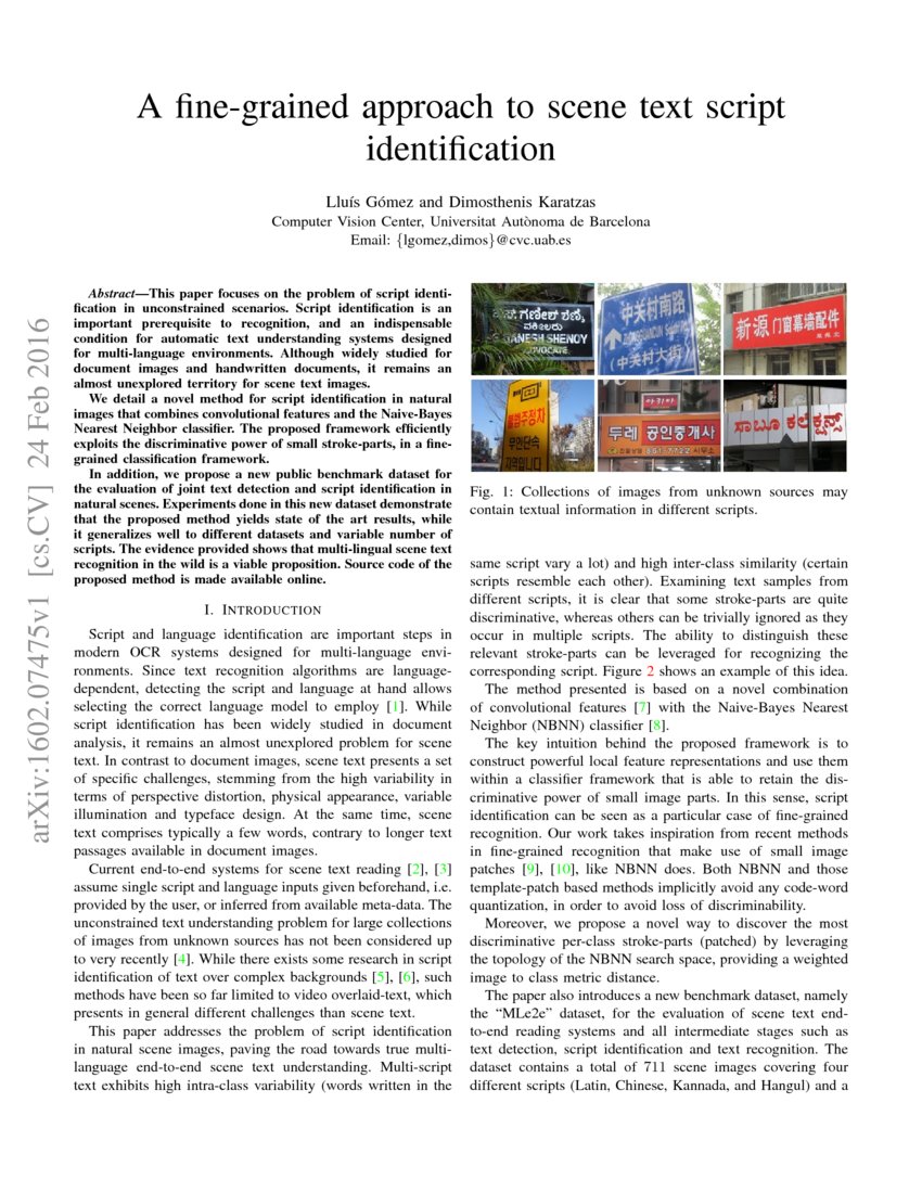 A finegrained approach to scene text script identification DeepAI