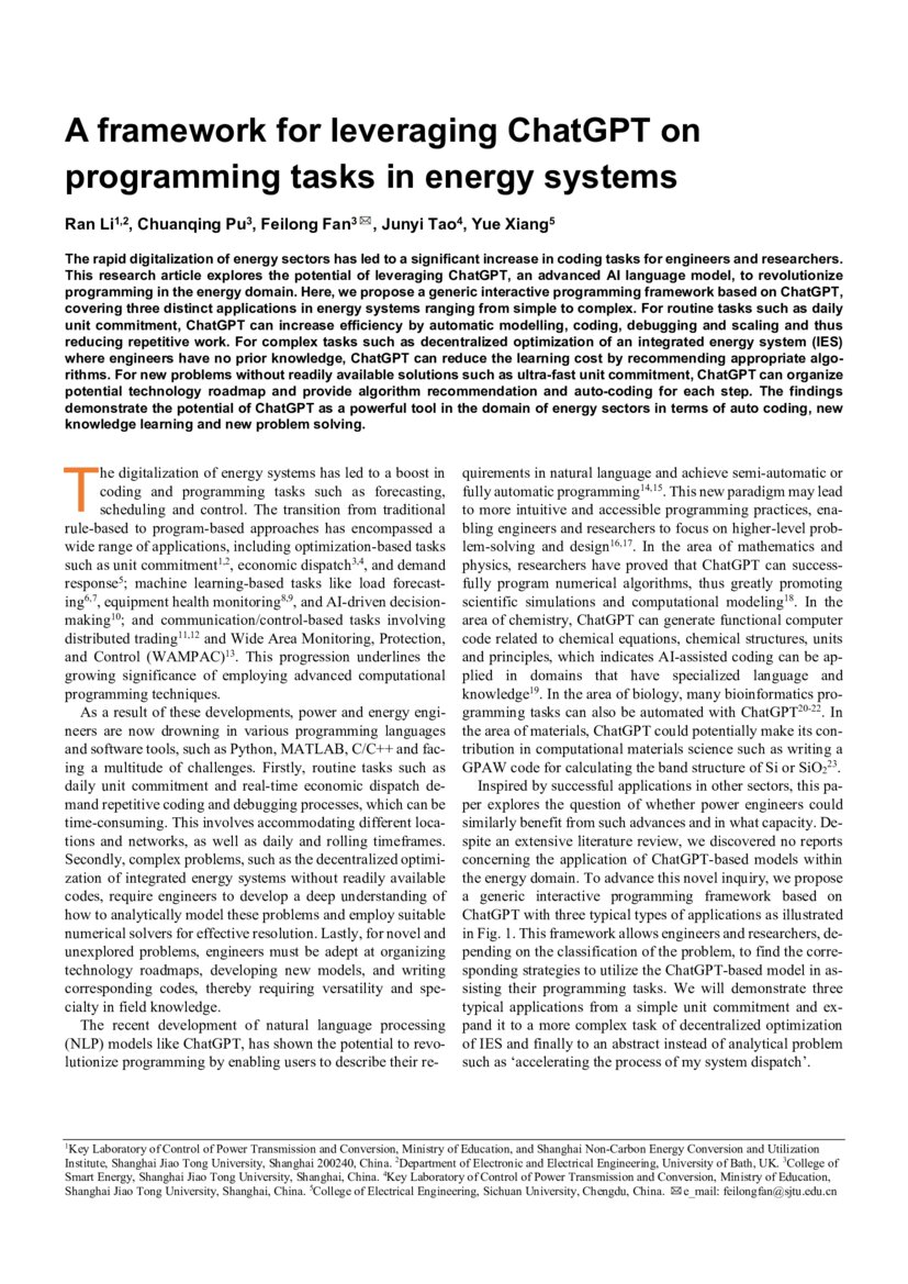A framework for leveraging ChatGPT on programming tasks in energy ...