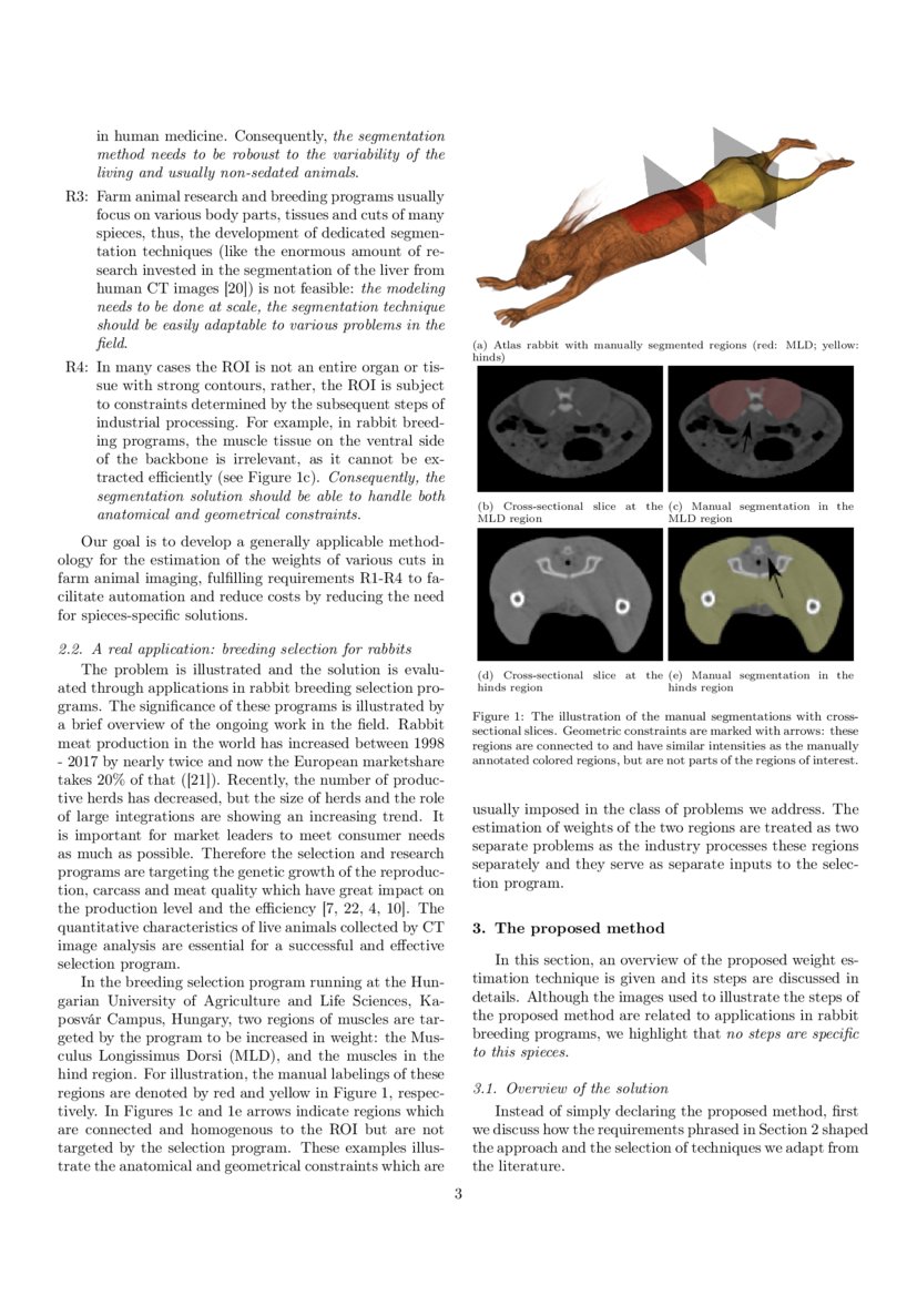 A general technique for the estimation of farm animal body part weights