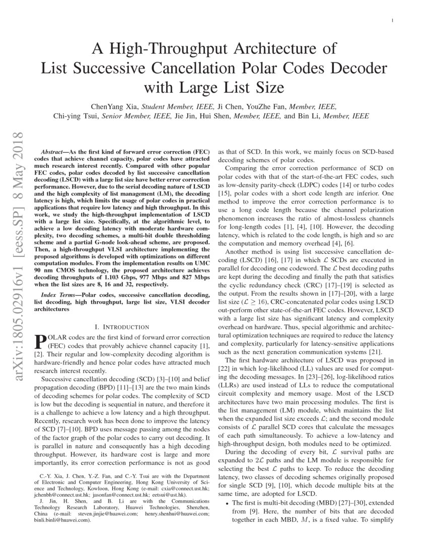 A High-Throughput Architecture of List Successive Cancellation Polar ...