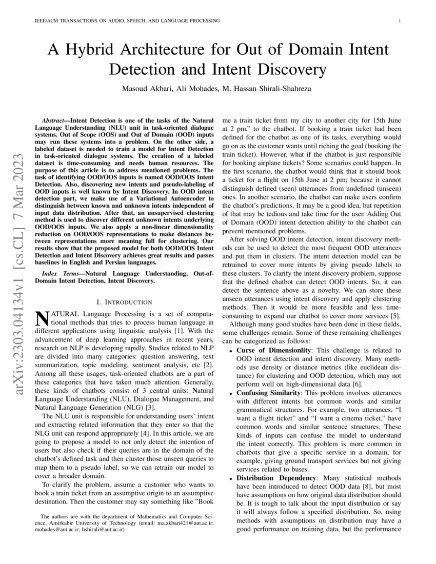 A Hybrid Architecture for Out of Domain Intent Detection and Intent ...