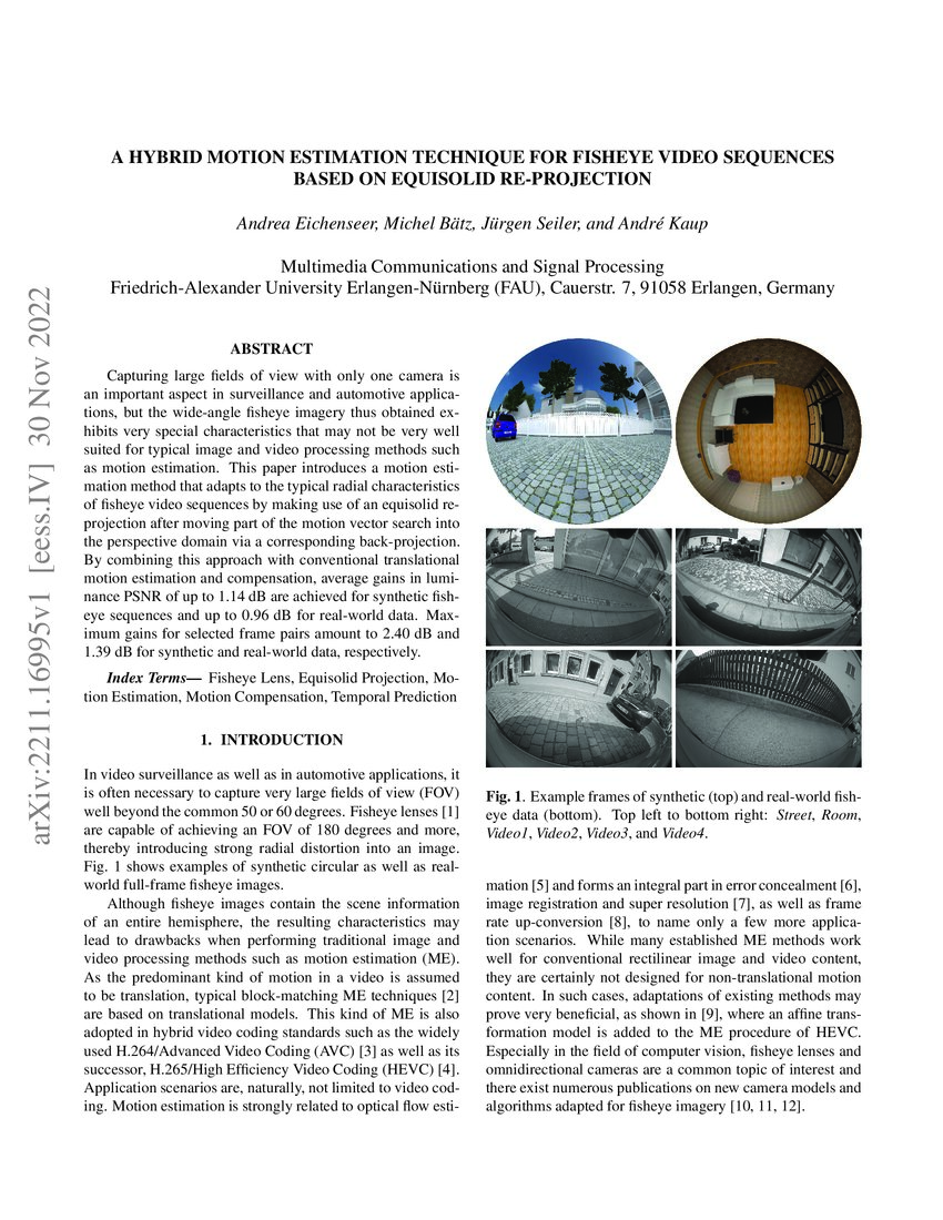 A hybrid motion estimation technique for fisheye video sequences based ...
