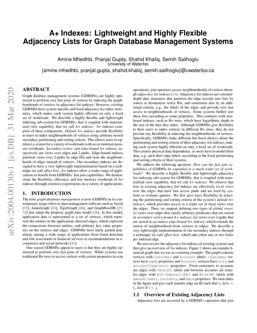 A+ Indexes: Lightweight and Highly Flexible Adjacency Lists for Graph ...