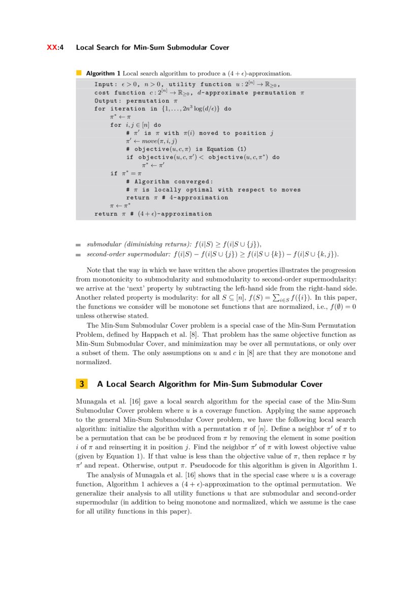 A Local Search Algorithm for the MinSum Submodular Cover Problem DeepAI