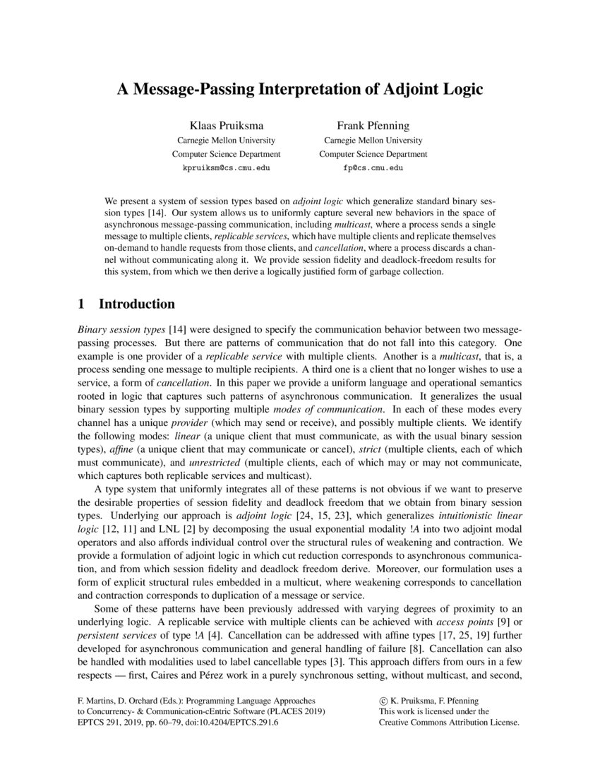 A MessagePassing Interpretation of Adjoint Logic DeepAI