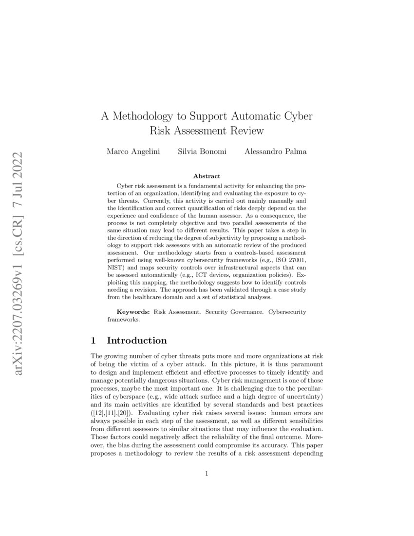 A Methodology to Support Automatic Cyber Risk Assessment Review | DeepAI