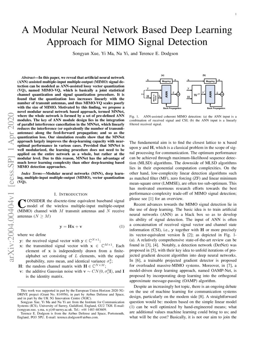 A Modular Neural Network Based Deep Learning Approach for MIMO Signal ...