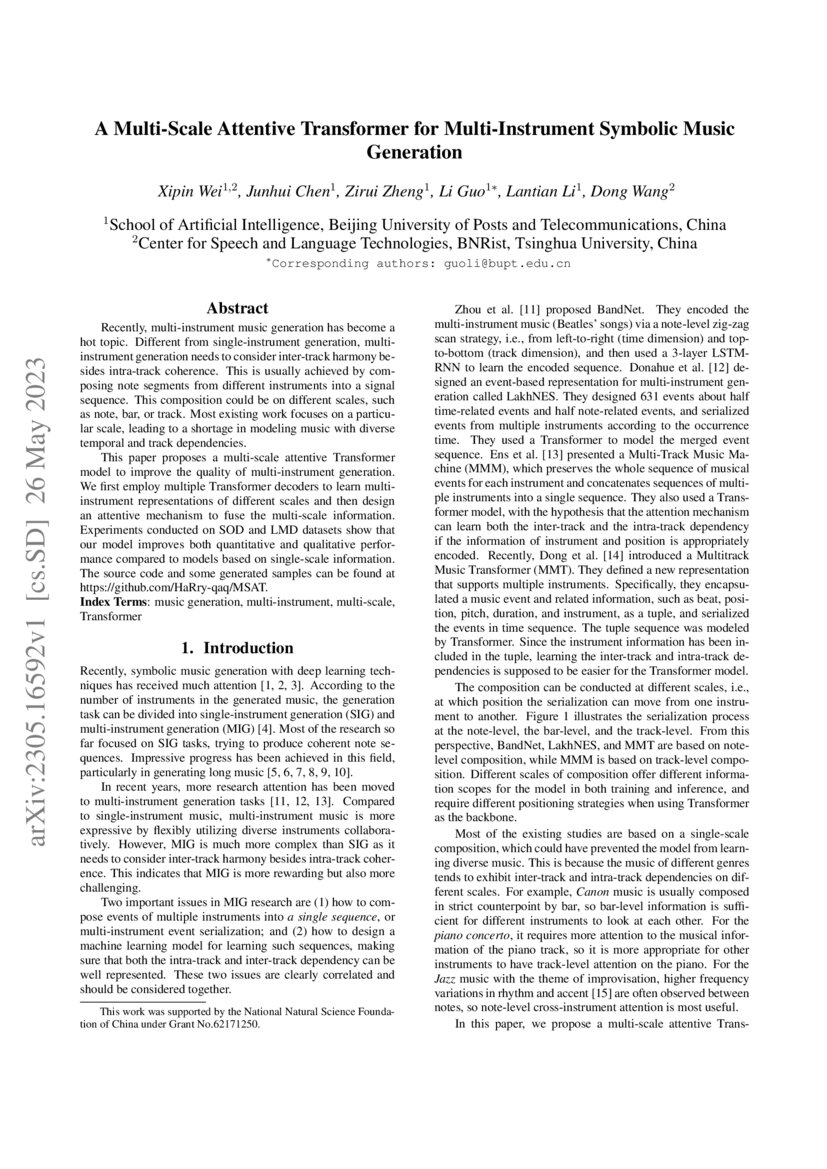 A MultiScale Attentive Transformer for MultiInstrument Symbolic Music